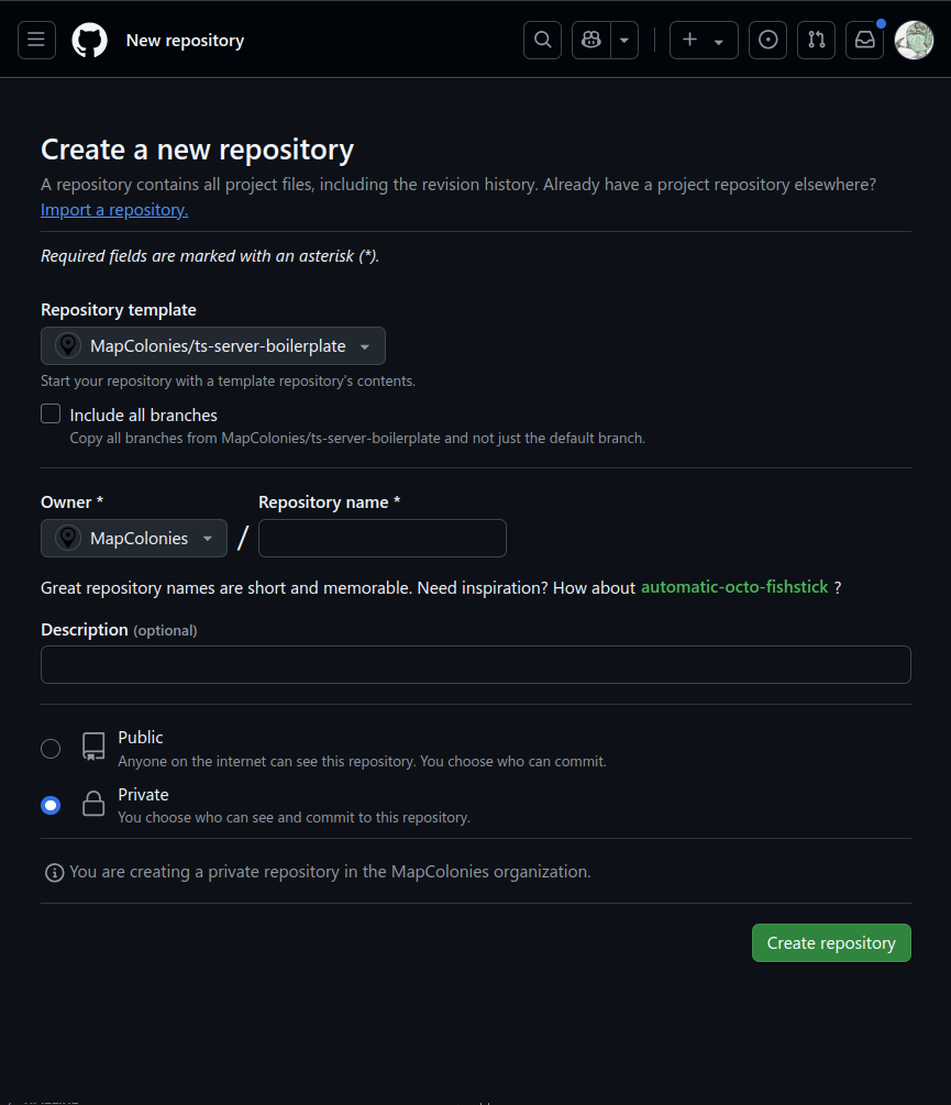 creating new repository